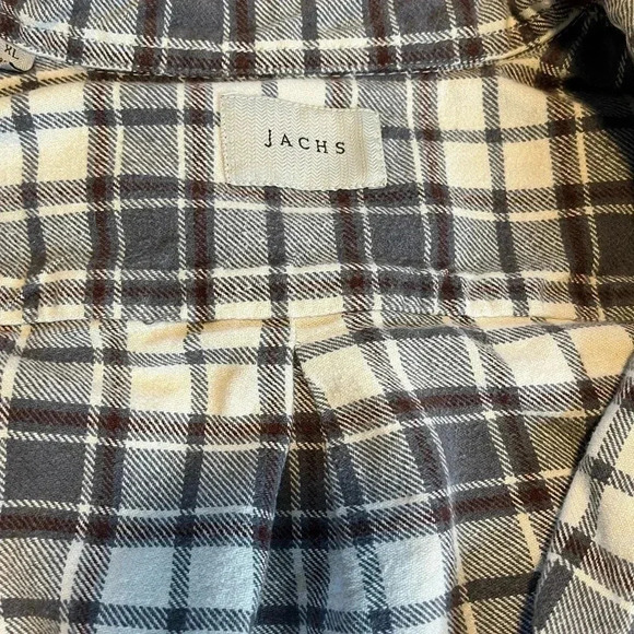 Jachs Flannel Button Up Shirt Men's Grey & Brown  Plaid Outdoors - Picture 8 of 8